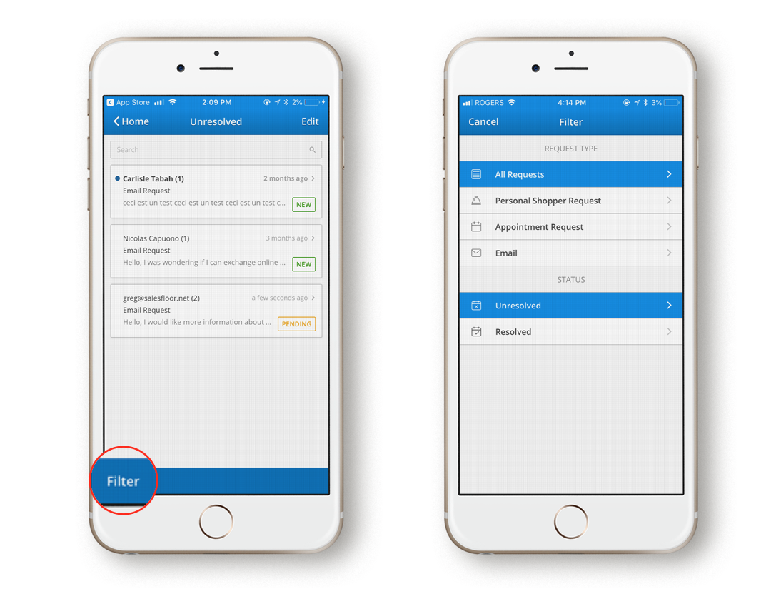 How Can I Filter My Customer Requests Salesfloor